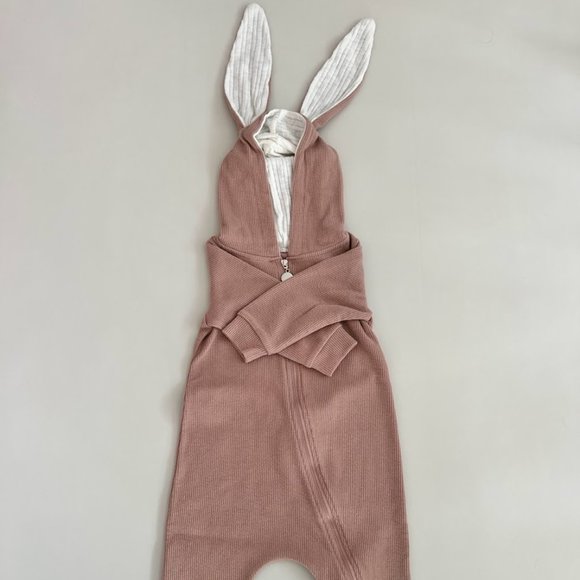 LIKE NEW The Lala Korean Brand Rabbit Zipper Onesie Pink 12m 18m - Picture 2 of 4